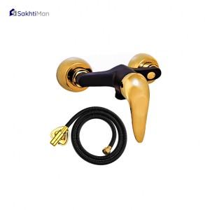 مجموعه 2 عددی شیر توالت مشکی طلایی مدل اردکی به همراه شلنگ