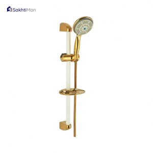 مجموعه 2 عددی شیر حمام سفید طلایی مدل اردکی به همراه علم دوش