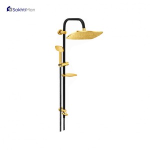 مجموعه 2 عددی شیر حمام مشکی طلایی مدل قاجاری به همراه علم دوش دوکاره