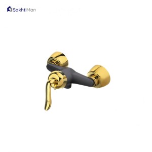 مجموعه 3 عددی شیر توالت و روشویی مشکی طلایی مدل قاجاری به همراه شلنگ