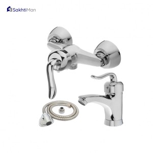 مجموعه 3 عددی شیر توالت و روشویی مدل قاجاری به همراه شلنگ