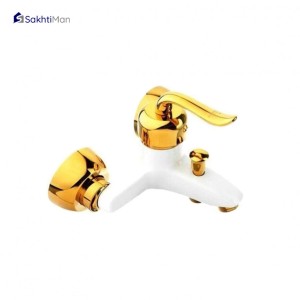 ست شش عددی شیرآلات سفید طلایی مدل قاجاری با علم دوش دوکاره