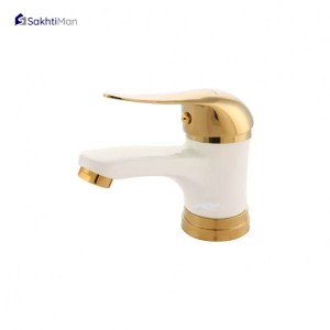 مجموعه 3 عددی شیر توالت و روشویی سفید طلایی مدل اردکی به همراه شلنگ