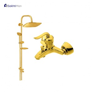 مجموعه 2 عددی شیر حمام قاجاری طلایی به همراه علم دوش دوکاره