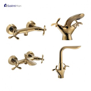 ست شیرآلات درخشان مدل آنتیک گلد