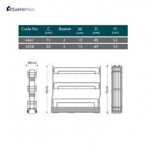 جا شوینده کابینتی کف ریل پلاتین مدل 3447