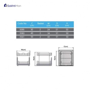 سبد چند منظوره کابینتی کف ریل پلاتین مدل 3595