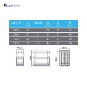 سبد چند منظوره کابینتی کف ریل پلاتین مدل 3555