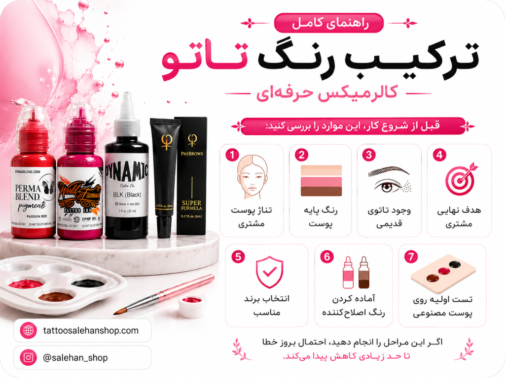 آموزش ترکیب رنگ تاتو