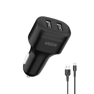شارژر فندکی با کابل Micro USB گرین مدل Dual port 1.2M