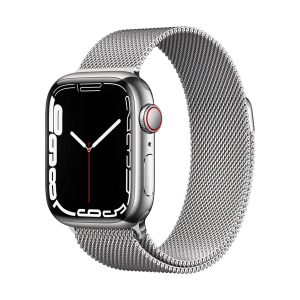 اپل واچ سری 7 استیل سلولار نقره ای با بند میلانس لوپ