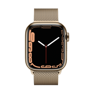 اپل واچ سری 7 استیل سلولار طلایی با بند میلانس لوپ
