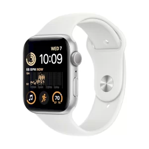 اپل واچ SE 2 سیلور با بند اسپرت سیلیکون سفید