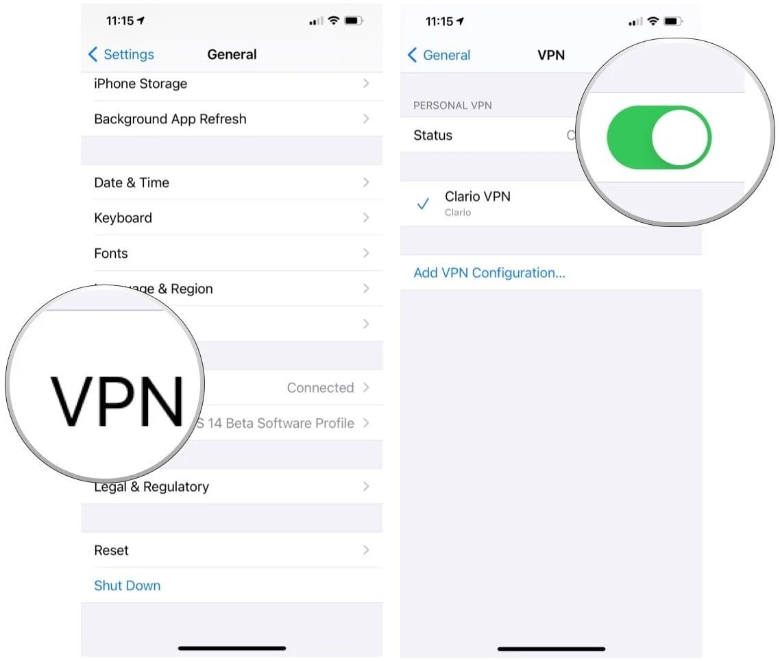 تنظیم VPN در آیفون و آیپد