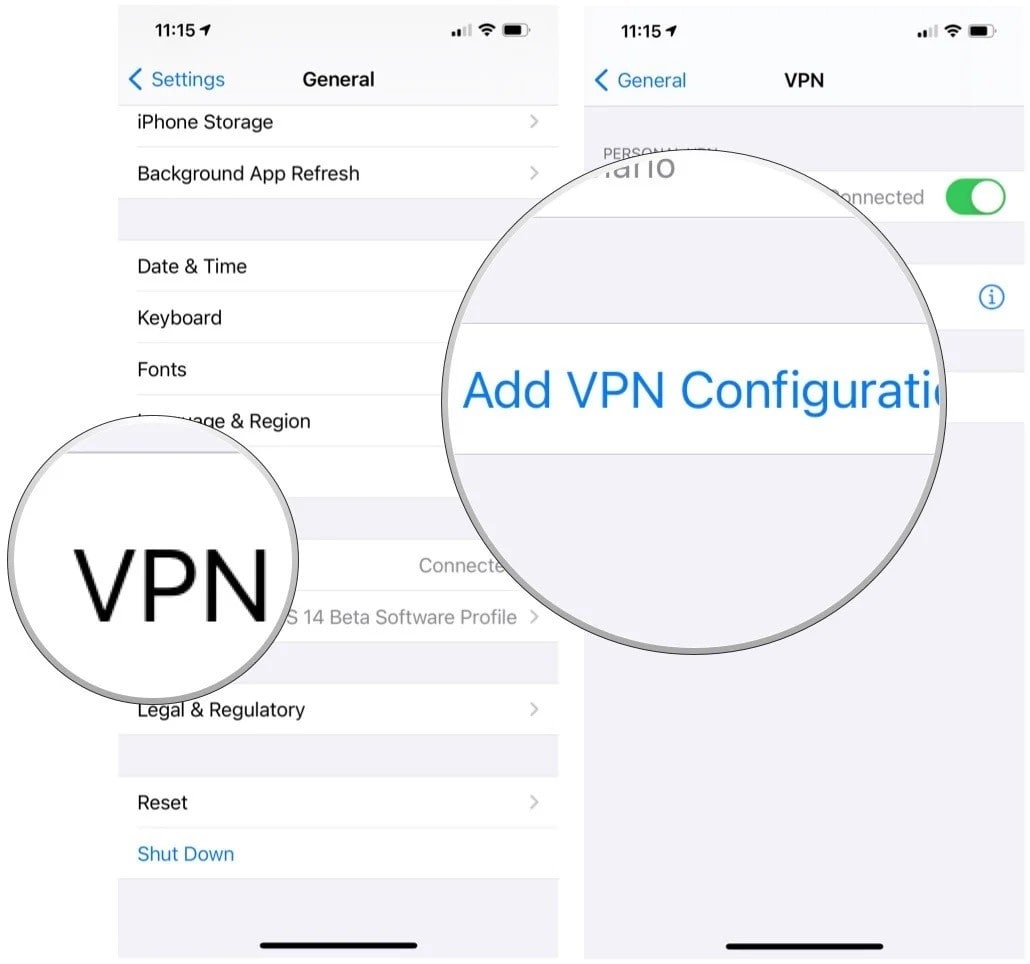 تنظیم VPN در آیفون و آیپد