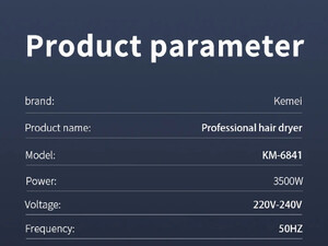 سشوار یون منفی 3500 وات کیمی Kemei Professional Hair Dryer KM-6841