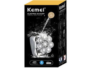 قیمت ریش تراش برقی و ماشین اصلاح مخصوص سر کچل شارژی با 8 تیغه سر شناور کیمِی Kemei Km-1525 Electric Shaver With 8 Floating Head Blades