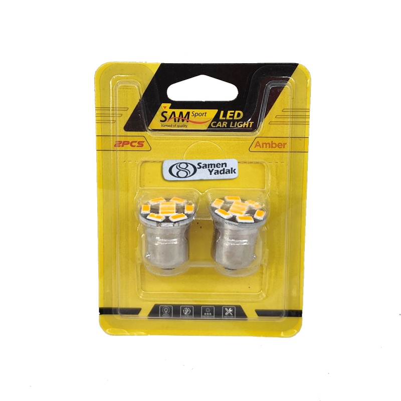 لامپ 9 SMD نارنجی تک کنتاکت SAM بسته دو عددی