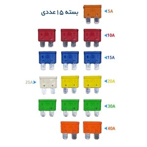 فیوز 2 شاخ خودرو  بسته 15 عددی