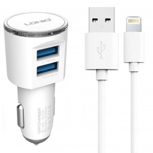 شارژر فندکي الدينيو مدل DL-C29 همراه با کابل لايتنينگ