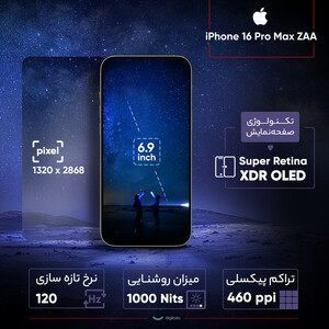 گوشی موبایل اپل مدل iPhone 16 Pro Max ZAA دو سیم کارت ظرفیت 256 گیگابایت و رم 8 گیگابایت