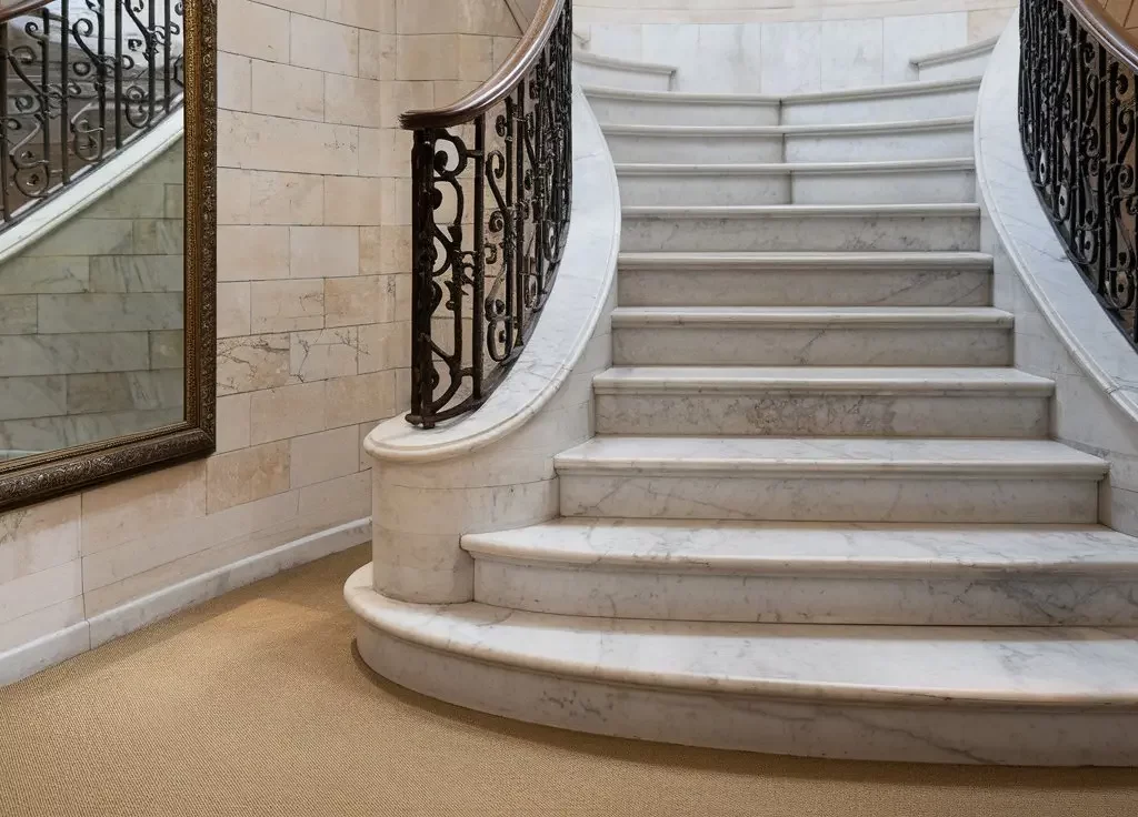 چه سنگی برای راه پله مناسب است؟ مقایسه سنگ مرمریت، گرانیت و تراورتن