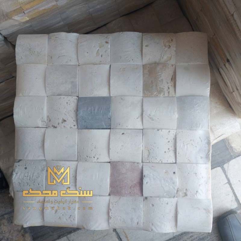 سنگ آنتیک تروارتن سفید مکعبی مدل بالشتی (Pillowed)