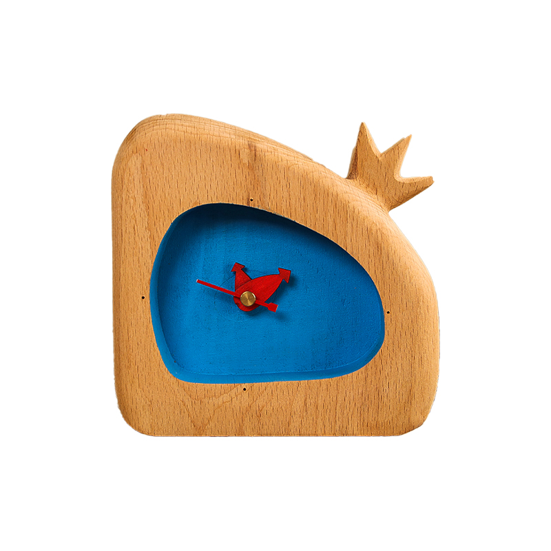 ساعت رومیزی چوبی طرح انار (آبی)