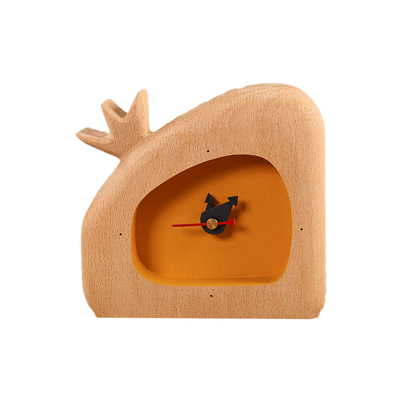 ساعت رومیزی چوبی طرح انار (زرد)