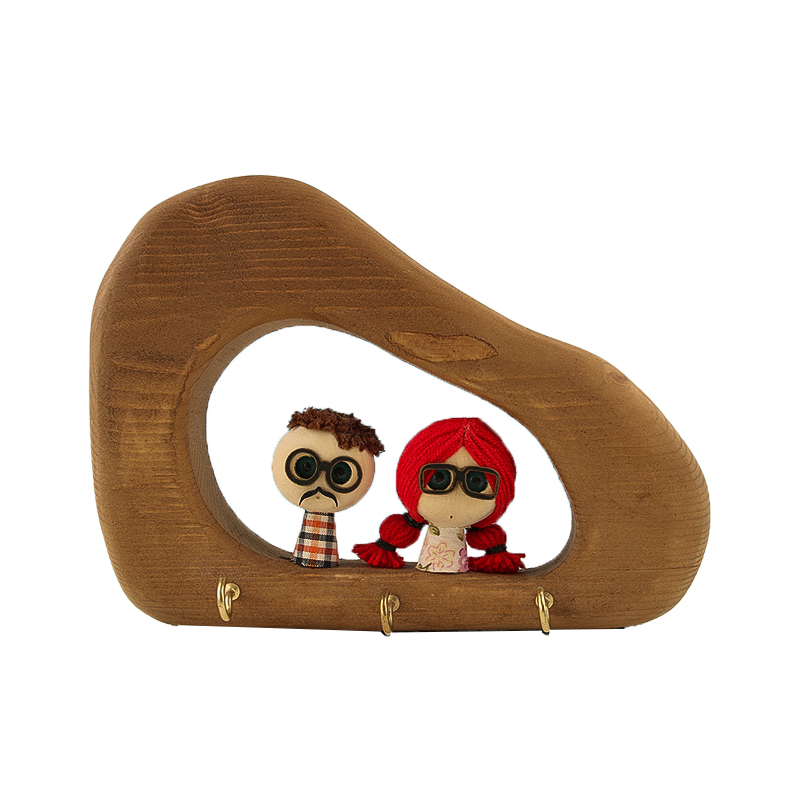 قاب جاکلیدی چوبی عروسک جفتی