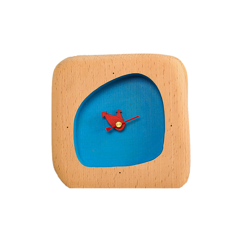 ساعت رومیزی  پرکار چوبی ساده (آبی)