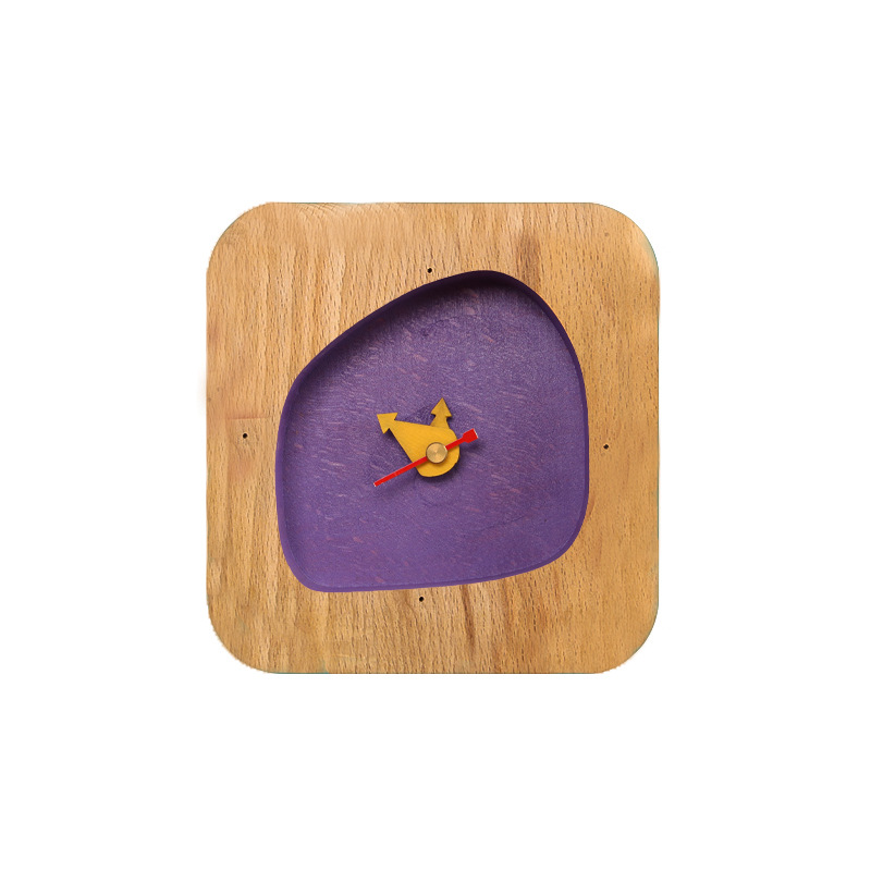 ساعت رومیزی  پرکار چوبی ساده (بنفش)