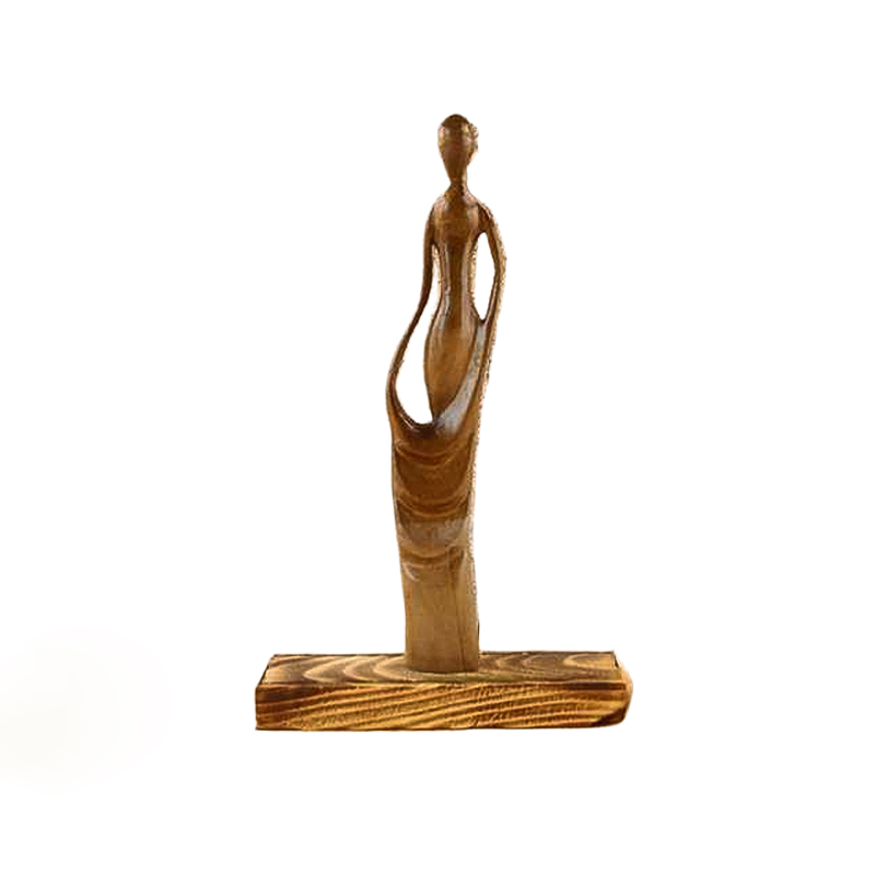 تندیس چوبی زن دامن به دست