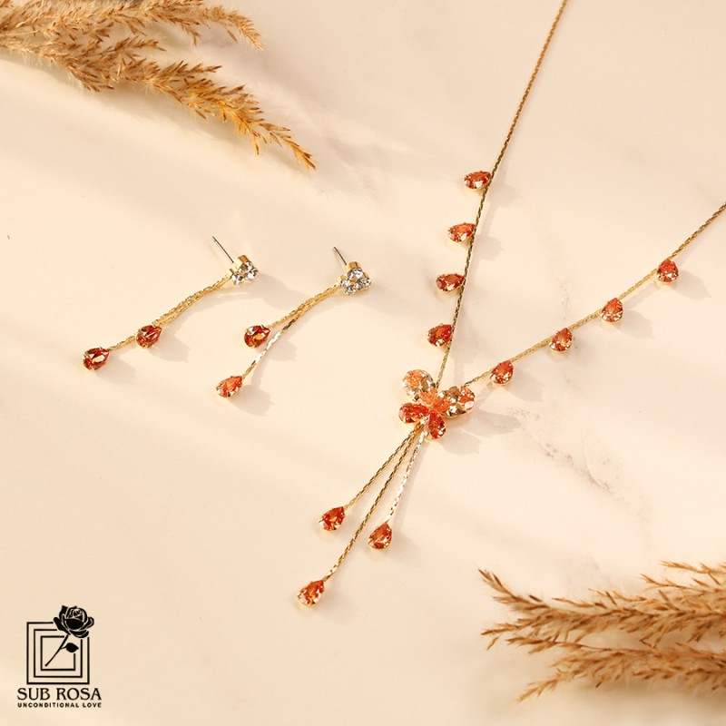 نیم ست سواروسکی طرح پروانه 13256