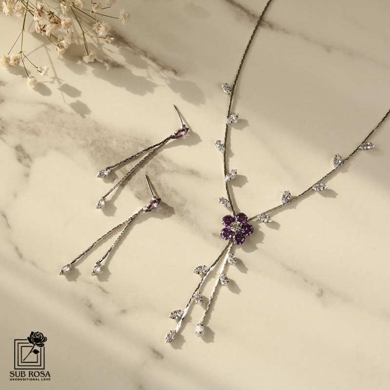 نیم ست سواروسکی المنتس طرح گل 13261