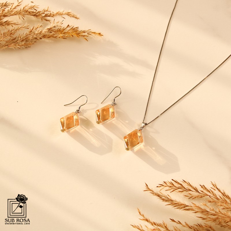 نیم ست سواروسکی المنتس با زنجیر نقره 15075