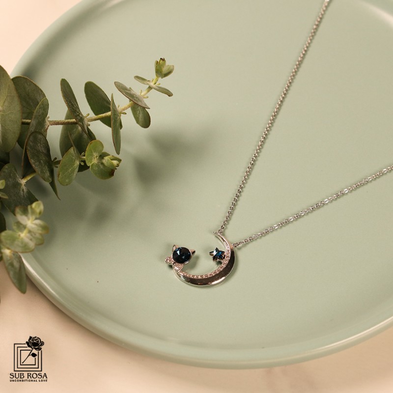 گردنبند سواروسکی المنتس طرح ماه و ستاره 12474