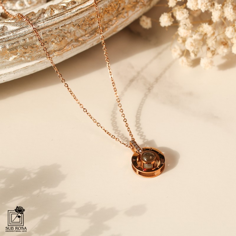 گردنبند سواروسکی المنتس طرح LOVEرزگلد 13264