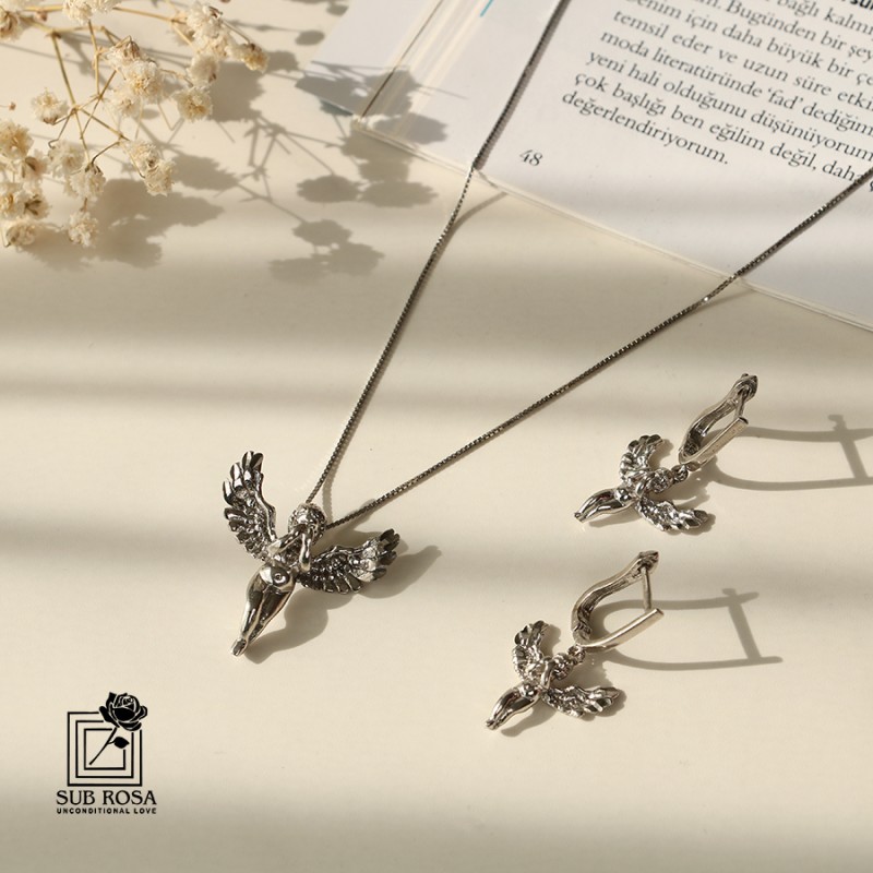 نیم ست نقره طرح فرشته 15090