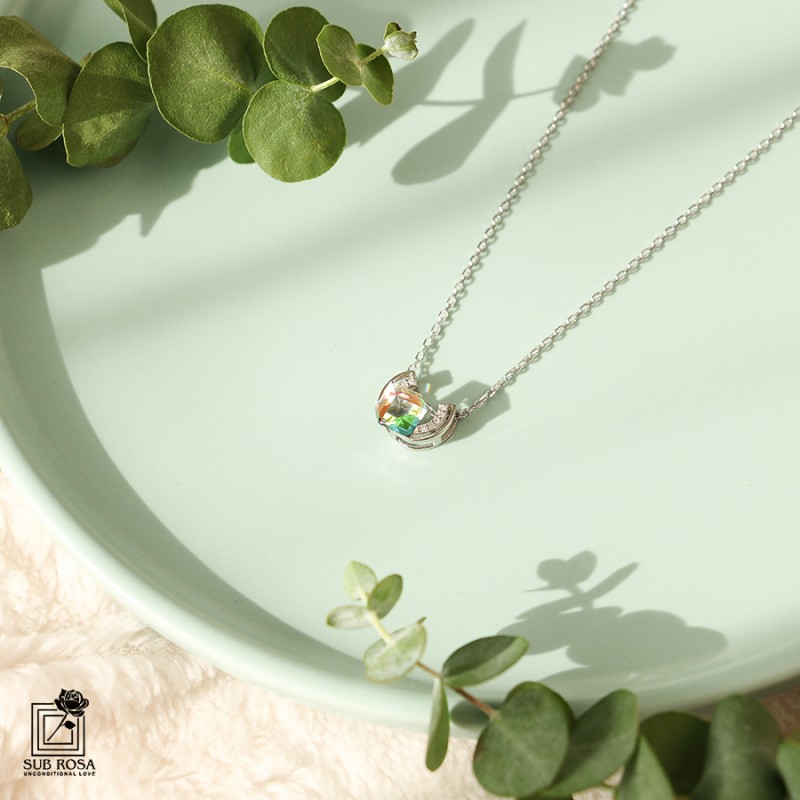 گردنبند نقره 925نگین 7رنگ 14895