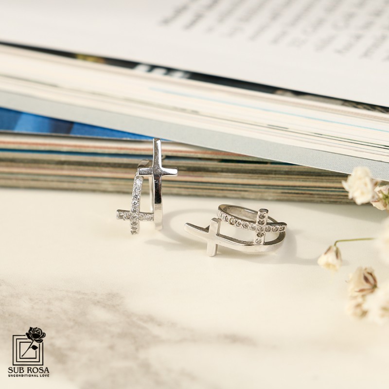 گوشواره نقره 925طرح صلیب 15083