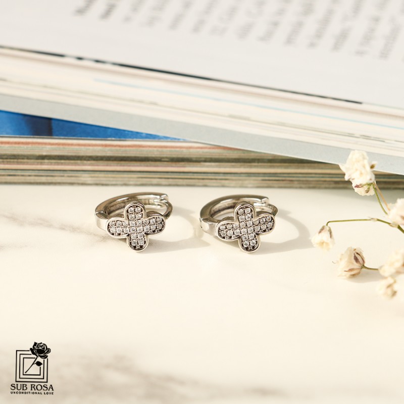 گوشواره نقره 925طرح گل 15084