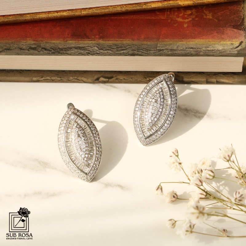 گوشواره نقره 925اشکی نگین دار 15085