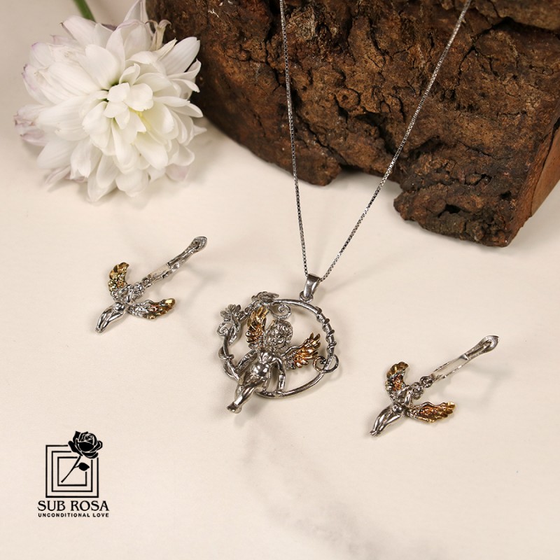 نیم ست نقره طرح فرشته 14753