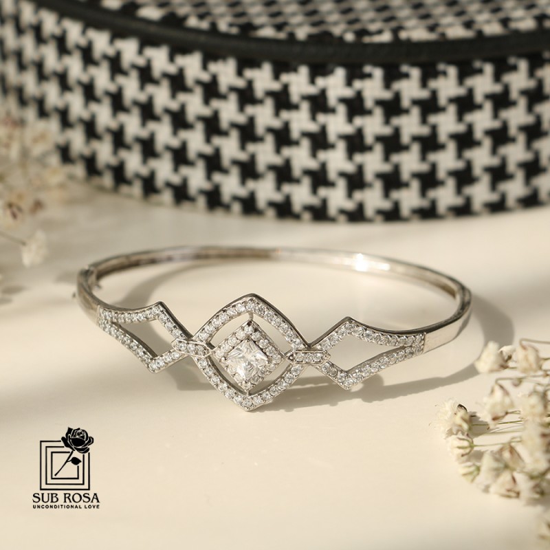 دستبند النگویی ترک نقره925 نگین دار 11619