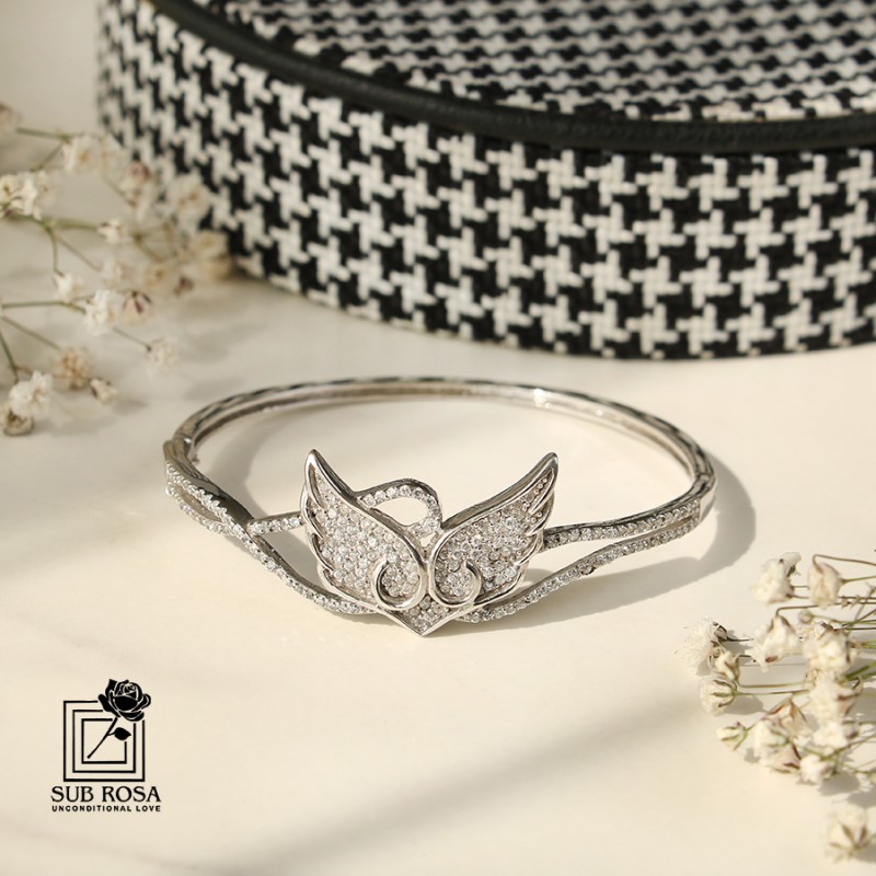 دستبند النگویی ترک نقره 925طرح بال 14742