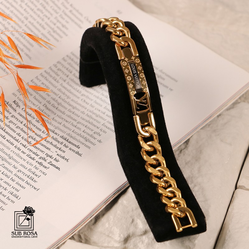 دستبند زنجیری لوئیز ویتون رزگلد 13286