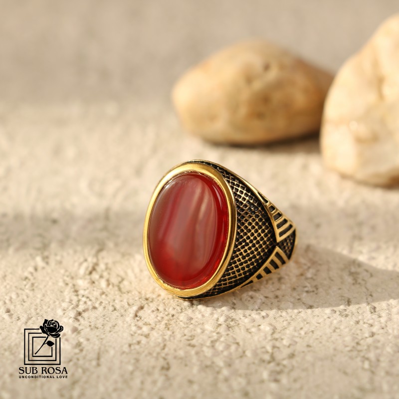 انگشتر استیل نگین بیضی سایز 11-14409