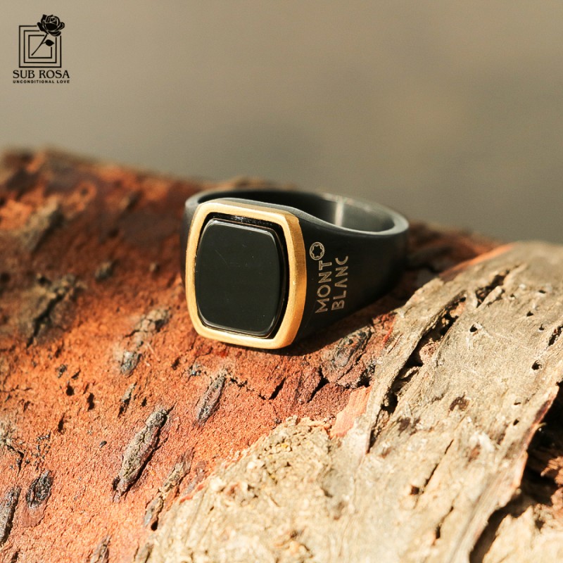 انگشتر استیل نگین مشکی مونت سایز 11-14818