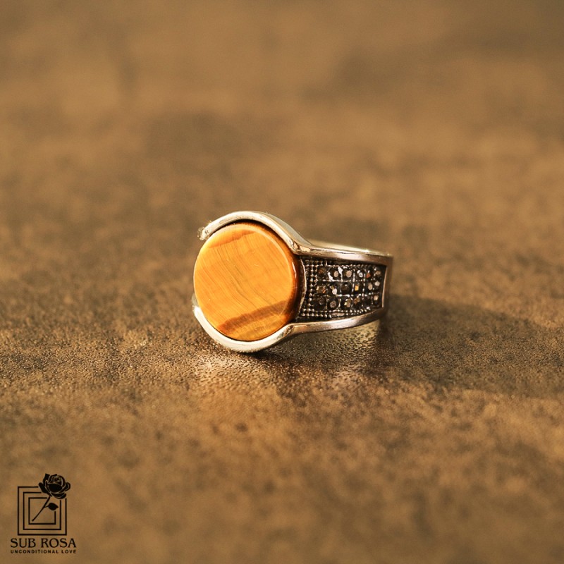 انگشتر استیل نگین گرد رکاب نگین دار سایز 10-14820